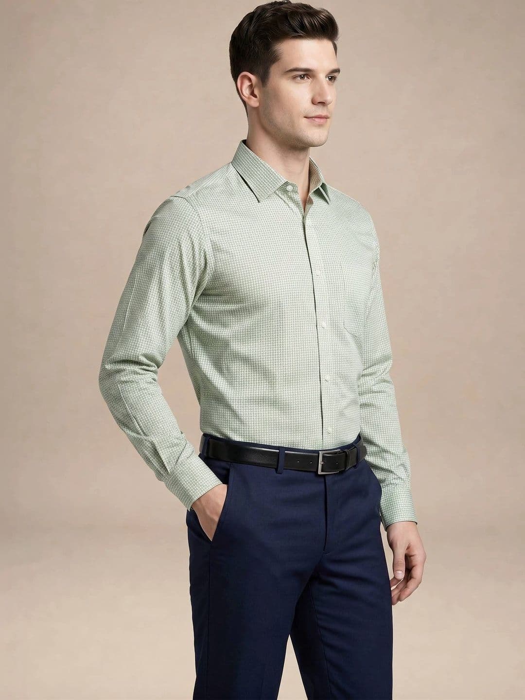 Turtle Men Standard Slim Fit Micro Checks Checked Formal Shirt thumbnail 5