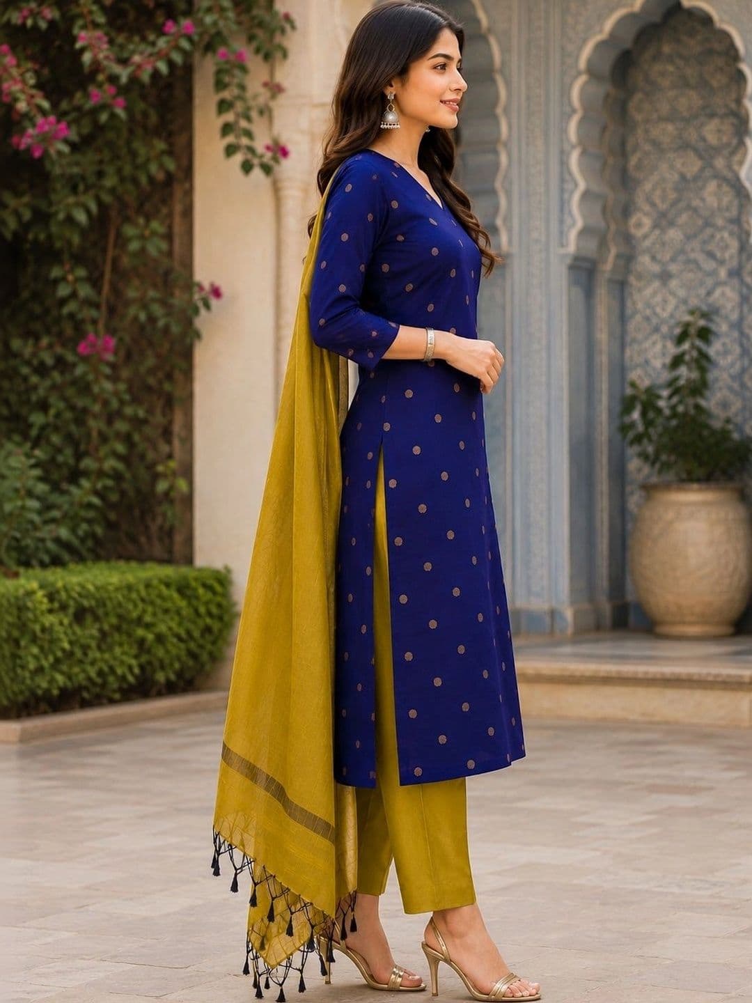 Rahigomar Women Ethnic Motifs Printed Regular Kurta with Trousers & With Dupatta thumbnail 4
