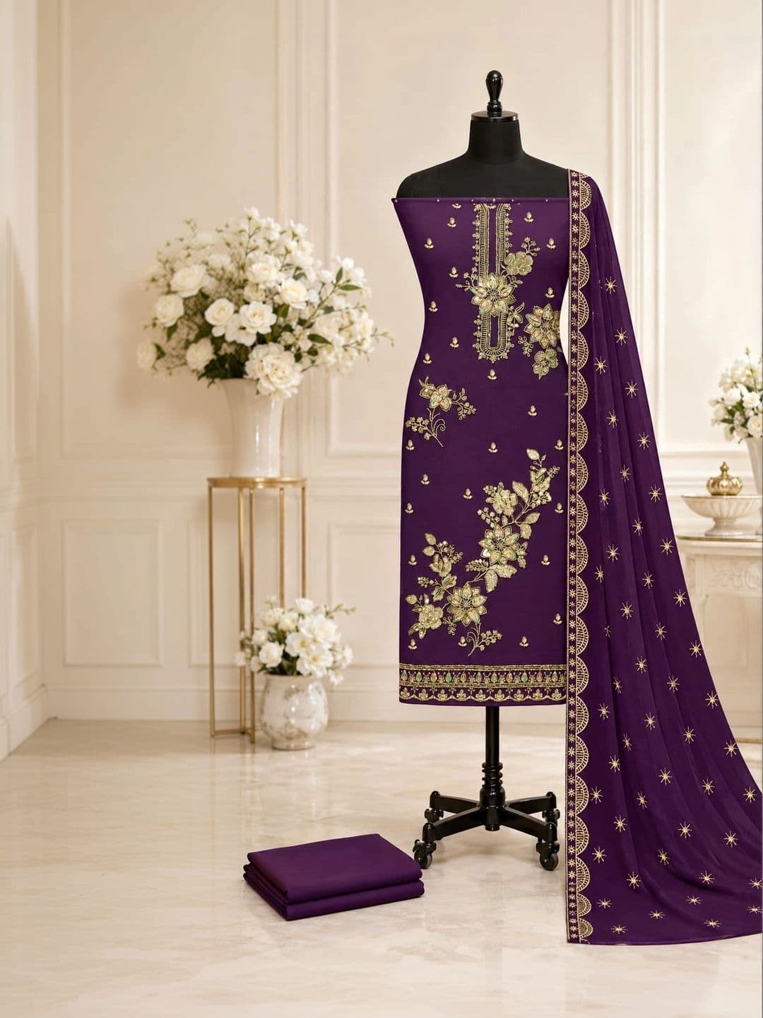 BHAIRAV TEX Embroidered Unstitched Dress Material thumbnail 4