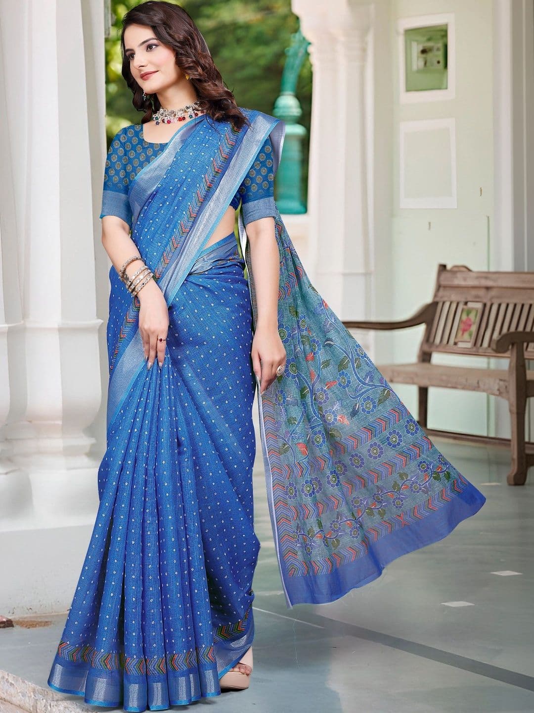 Maroosh Floral Saree thumbnail 3