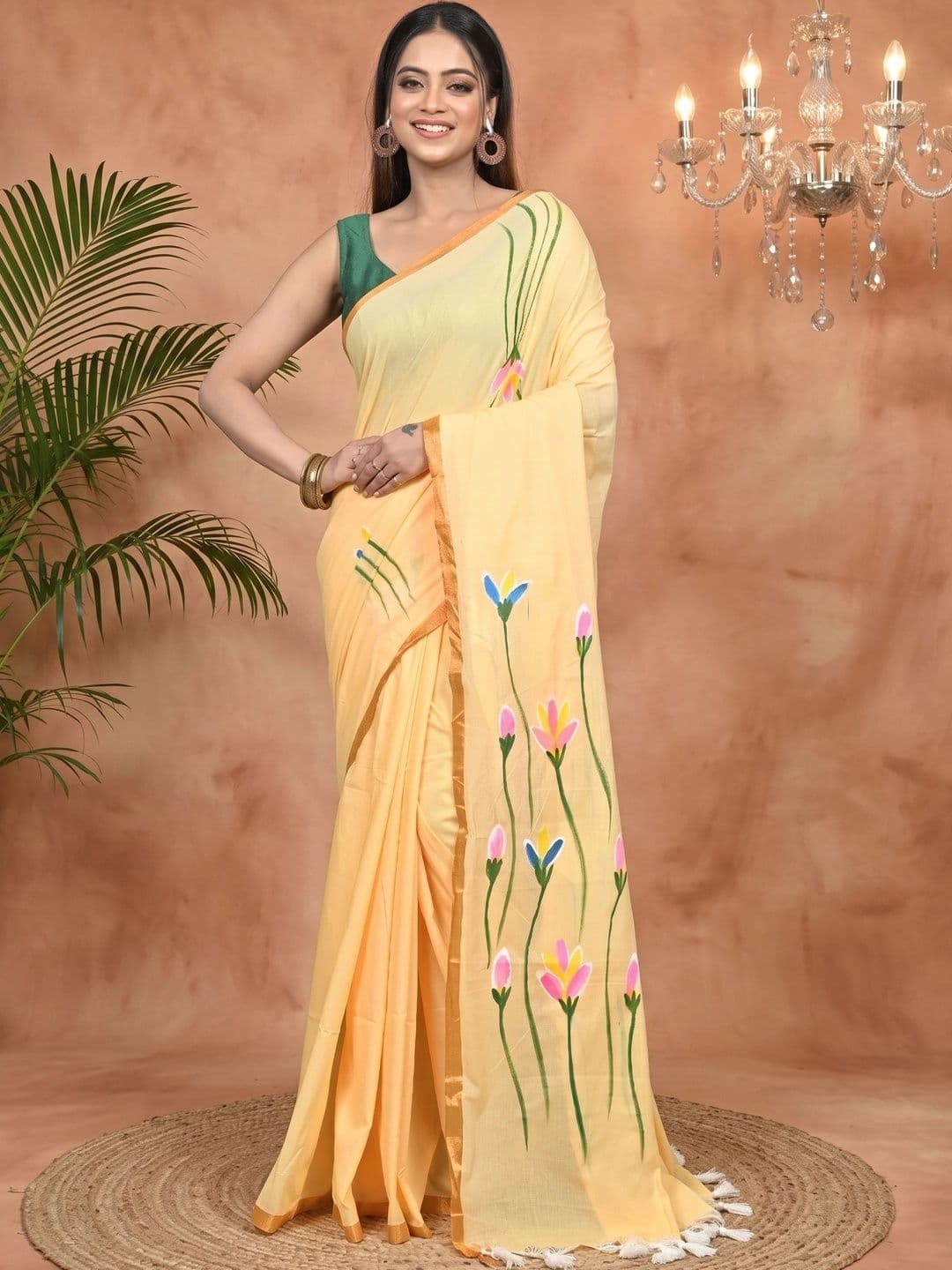 GitAsit Women Ethnic Motifs Sequinned Pure Cotton Handloom Taant Saree thumbnail 2