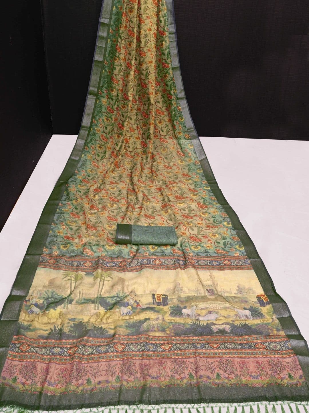 HERE&NOW Floral Silk Cotton Handloom Saree thumbnail 4