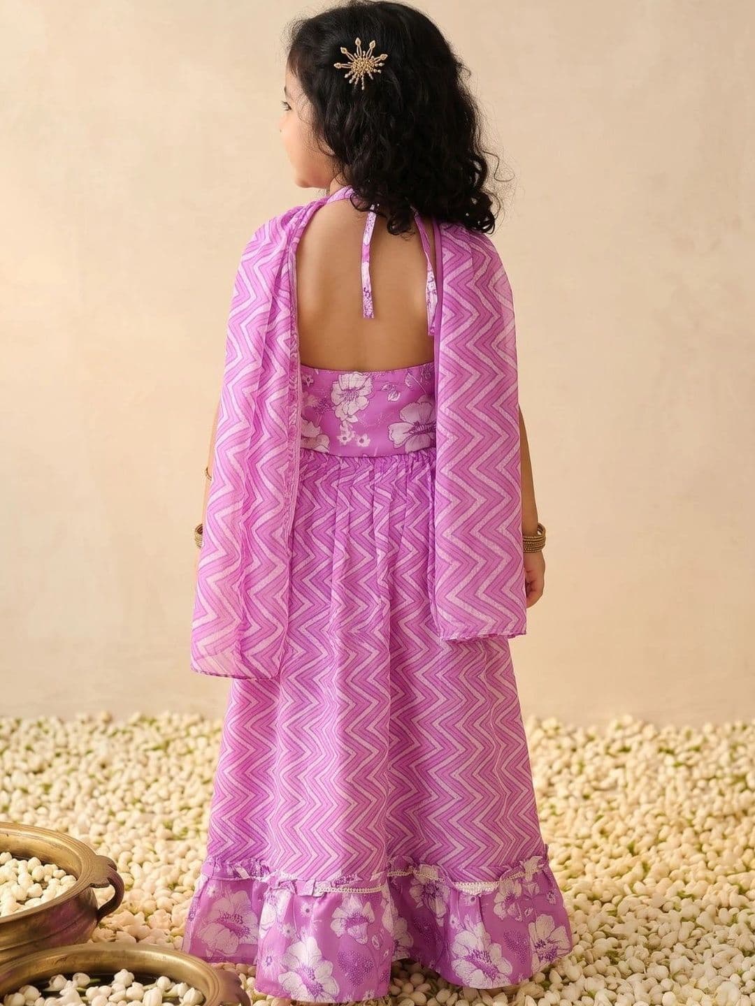 Aj DEZInES Girls Printed Ready to Wear Lehenga & Blouse With Dupatta thumbnail 5