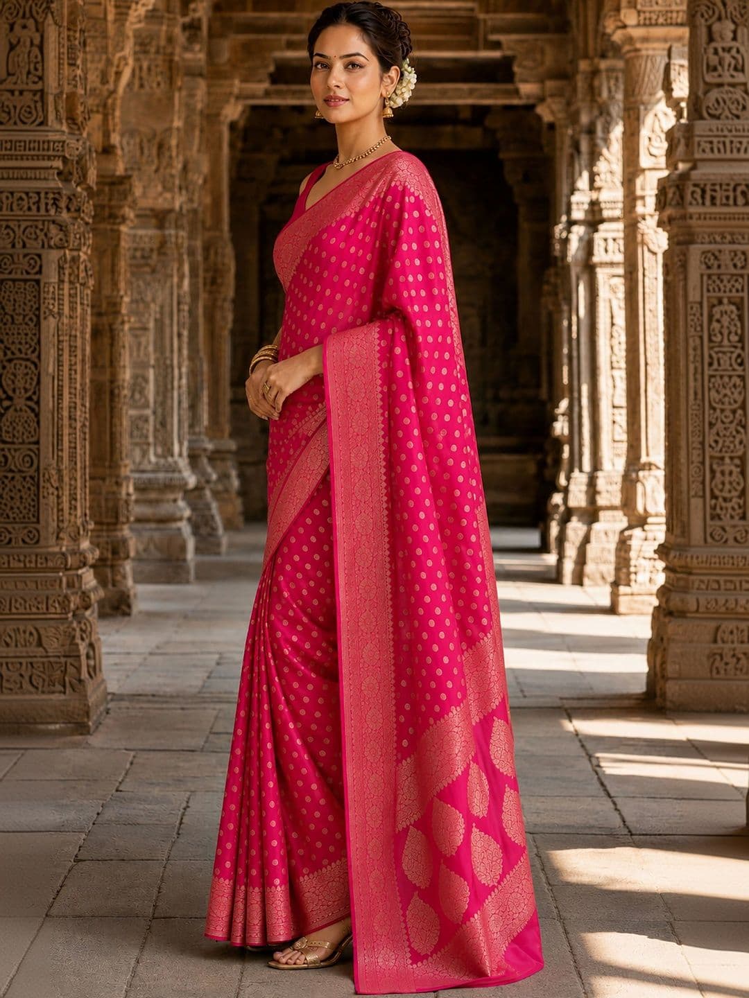 KALINI Woven Design Zari Silk Blend Designer Banarasi Saree thumbnail 2