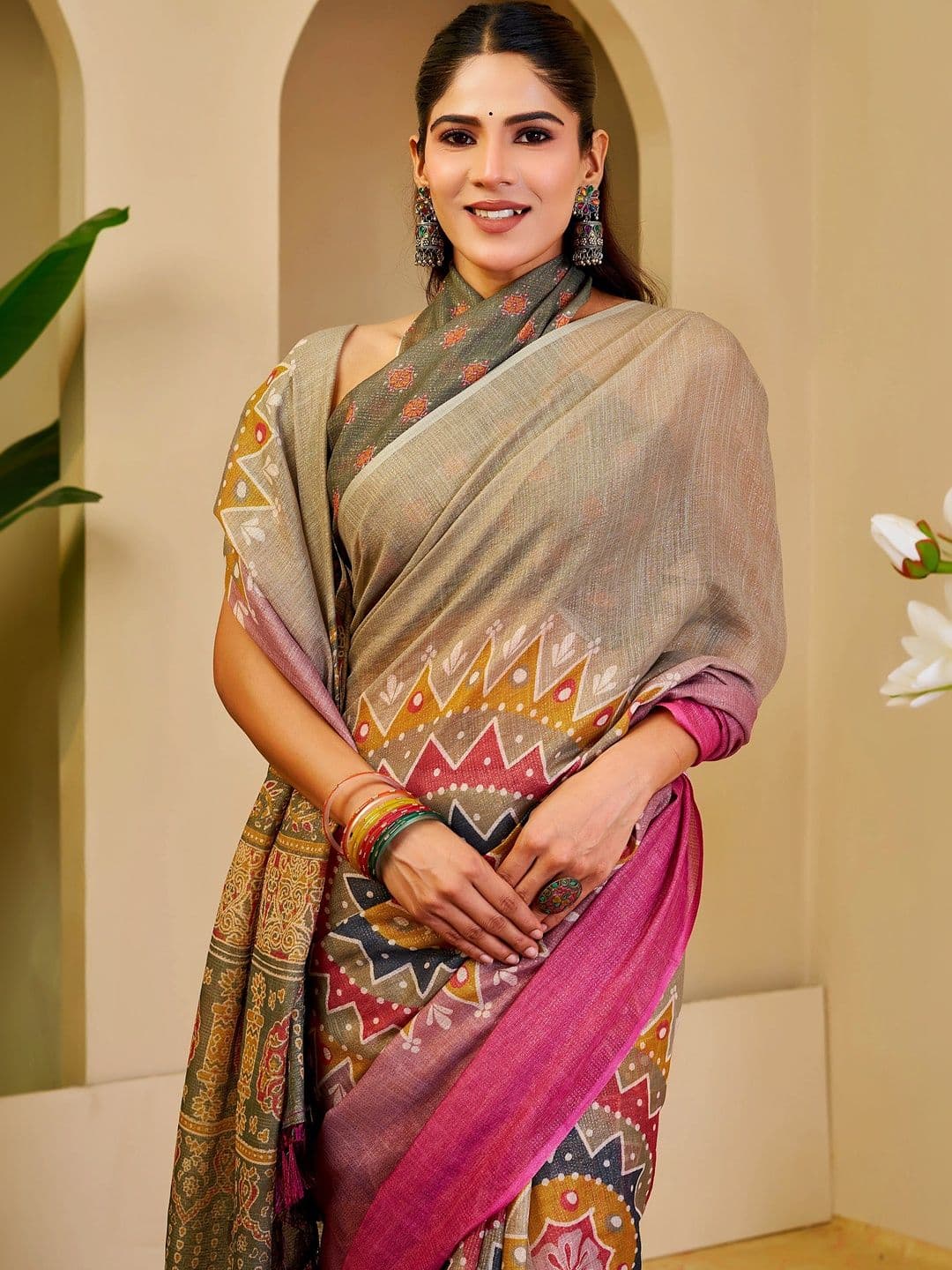 HERE&NOW Ombre Silk Cotton Handloom Saree thumbnail 3