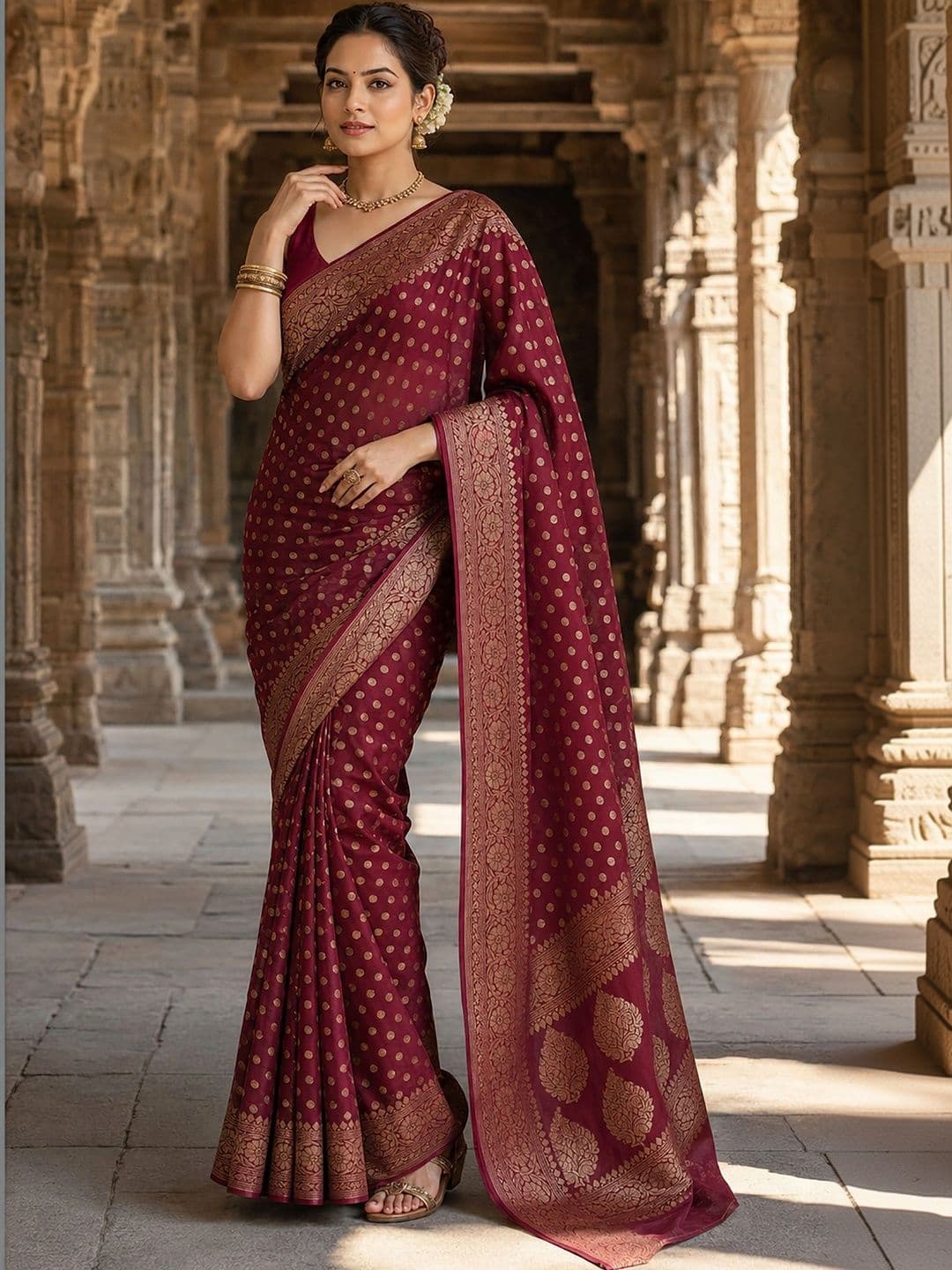 KALINI Woven Design Zari Silk Blend Designer Banarasi Saree - view 1