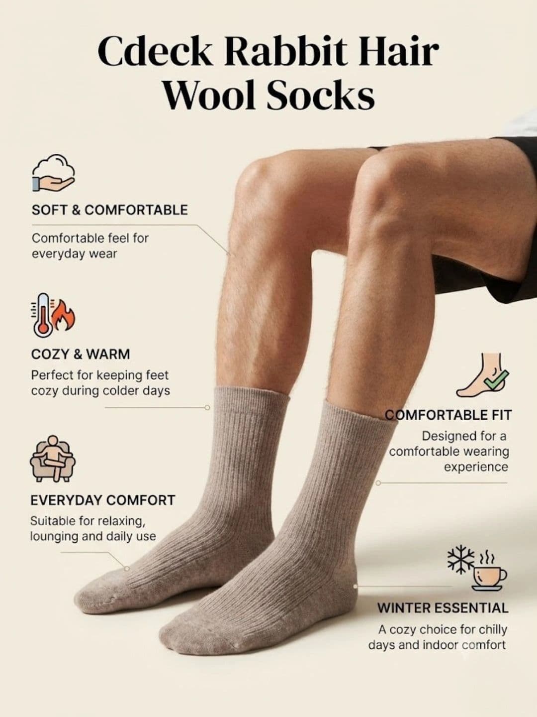 Cdeck Men Woolen Patterned Calf Length Socks thumbnail 3