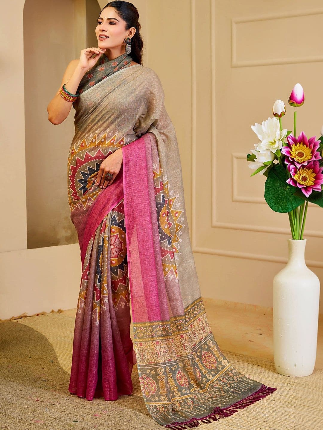 HERE&NOW Ombre Silk Cotton Handloom Saree - view 1