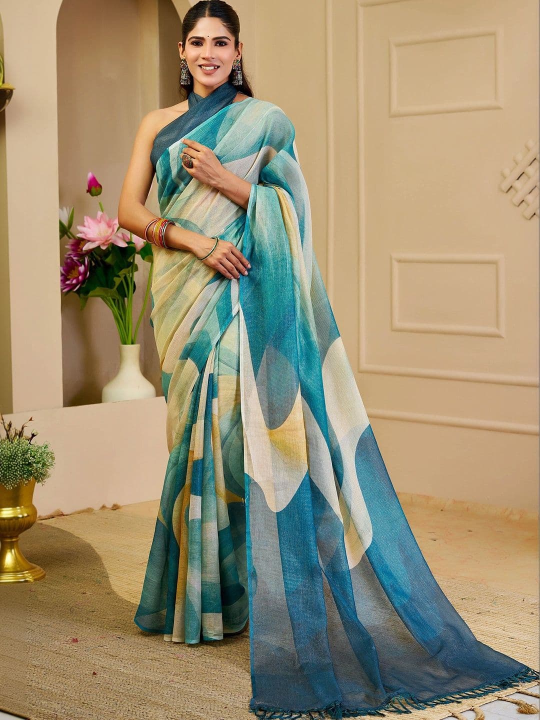 HERE&NOW Silk Cotton Fusion Saree - view 1
