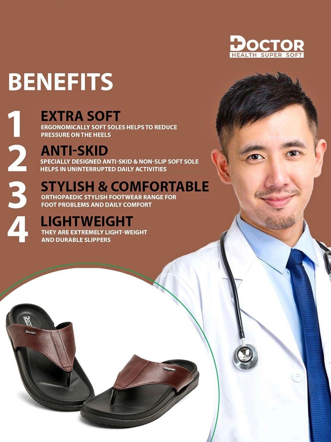 DOCTOR HEALTH SUPER SOFT  Men Thong Flip-Flops thumbnail 5