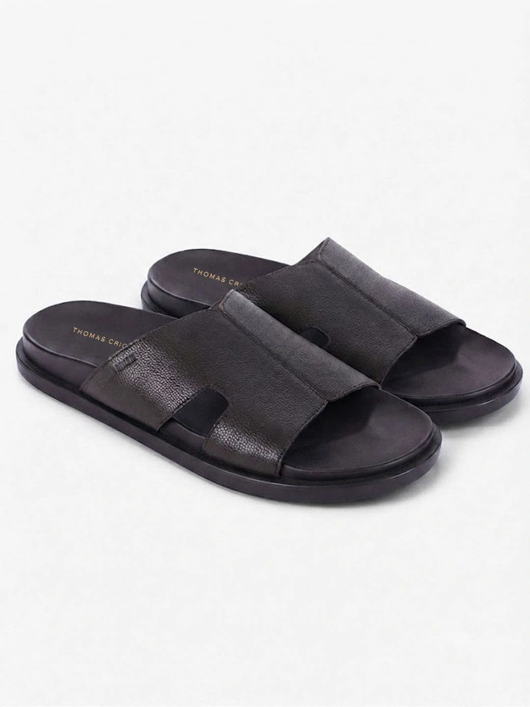 THOMAS CRICK Men Black Leather Sandals thumbnail 6