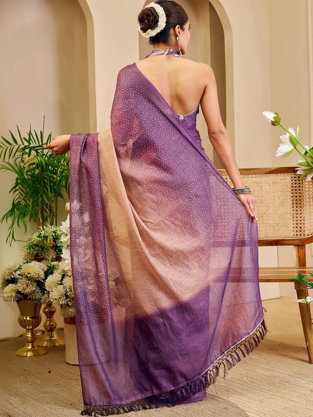 HERE&NOW Women Ombre Silk Cotton Handloom Saree thumbnail 2