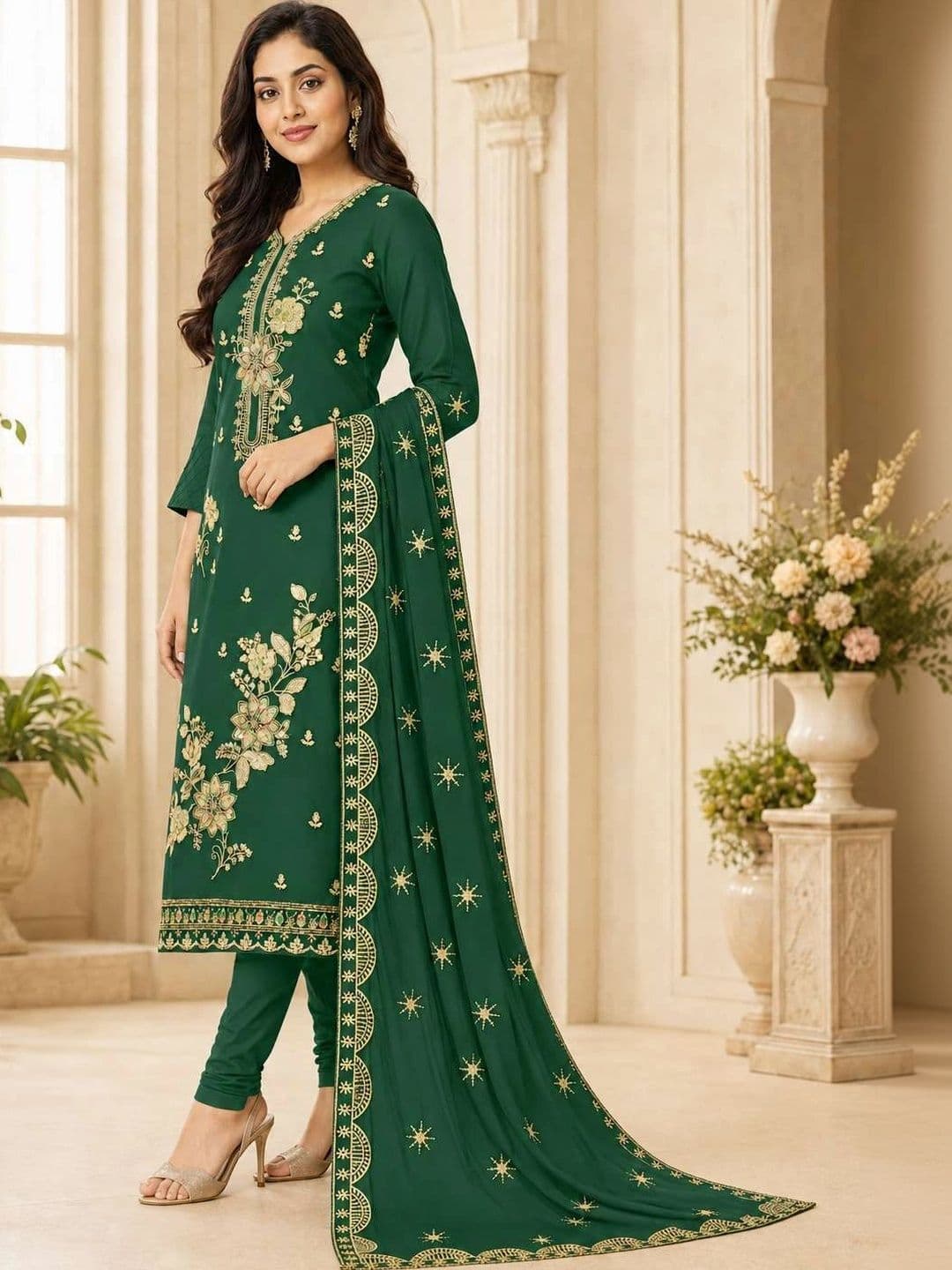 BHAIRAV TEX Embroidered Unstitched Dress Material thumbnail 5