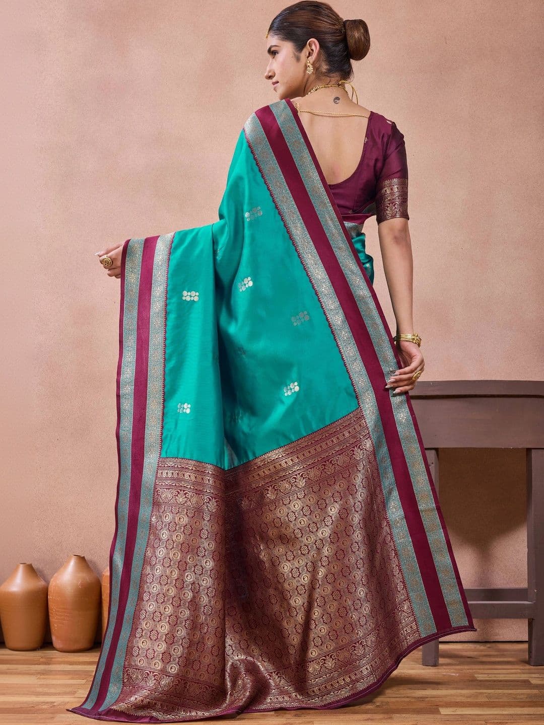 Maharanga Women Woven Design Zari Silk Blend Kota Saree thumbnail 4
