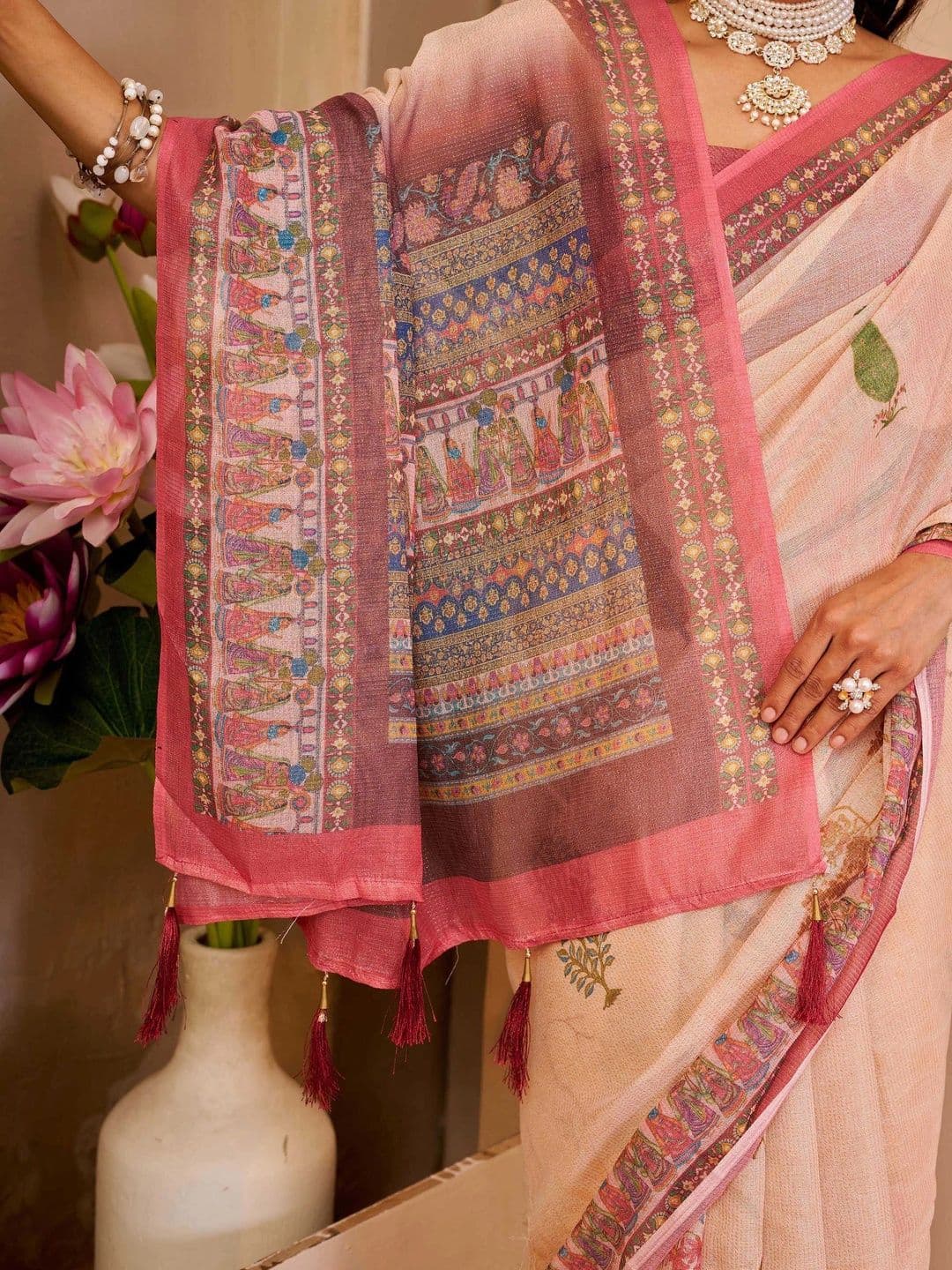 Maroosh Women Kalamkari Silk Cotton Handloom Saree thumbnail 6