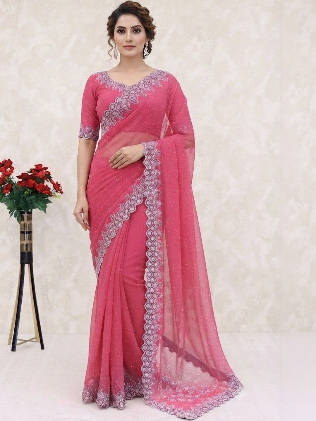 SmileyFashion Pure Georgette Saree - view 1