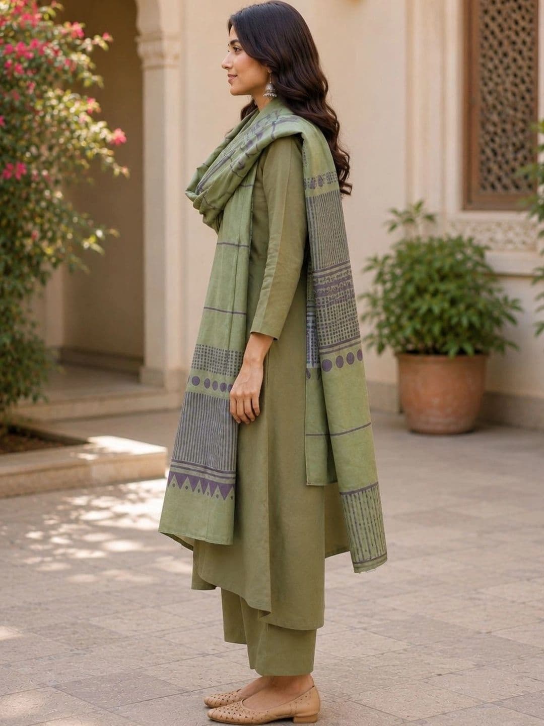 Rahigomar Women Ethnic Motifs Regular Kurta with Trousers & With Dupatta thumbnail 2