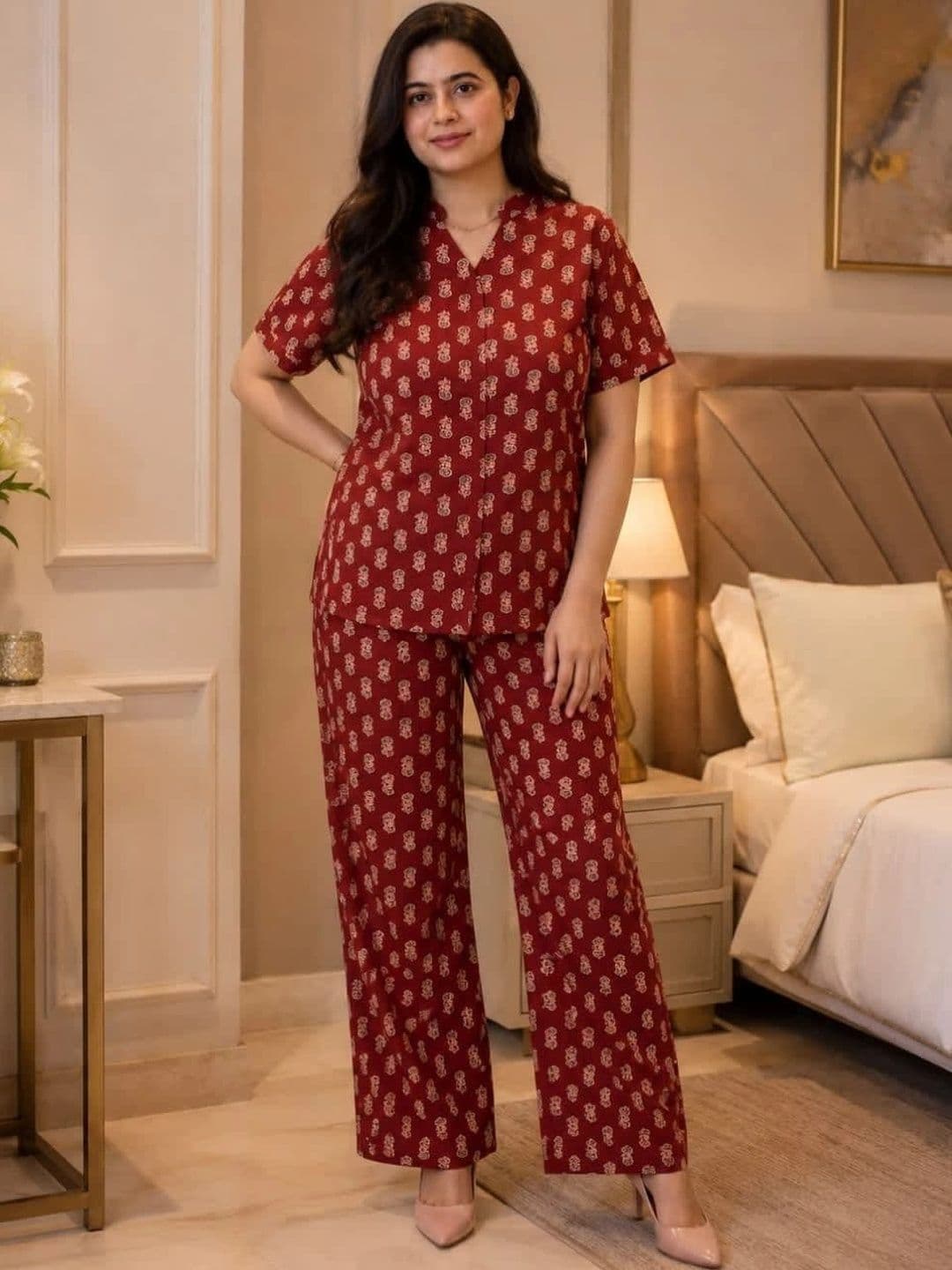 Vijaylaxmi Ethnic for Everyday Women Ethnic Motifs Printed Regular Pure Cotton Kurta with Pyjamas - view 1