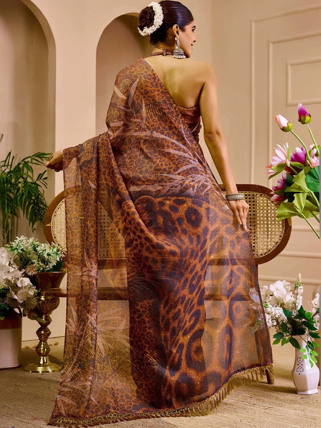 HERE&NOW Women Floral Silk Cotton Handloom Saree thumbnail 6