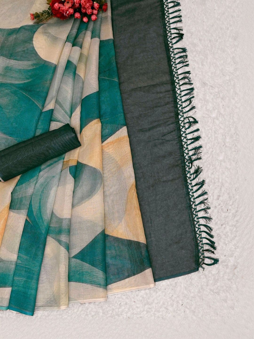 Maroosh Silk Cotton Handloom Saree thumbnail 3