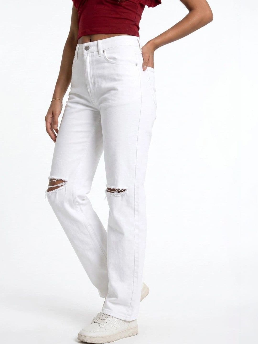 jeancherry Women Classic Relaxed Fit Mid-Rise Highly Distressed Stretchable Jeans - view 1