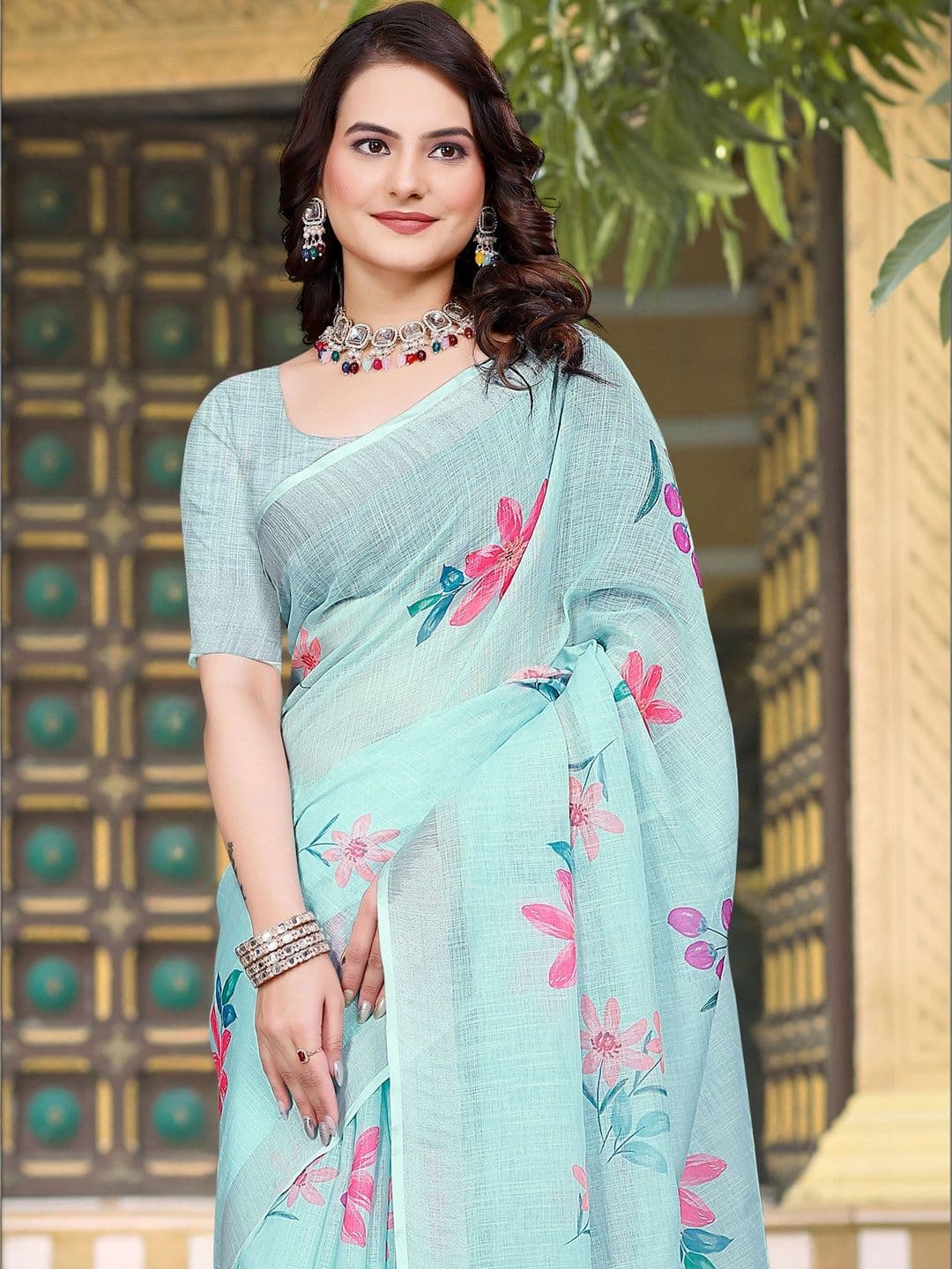 Maroosh Floral Saree thumbnail 7