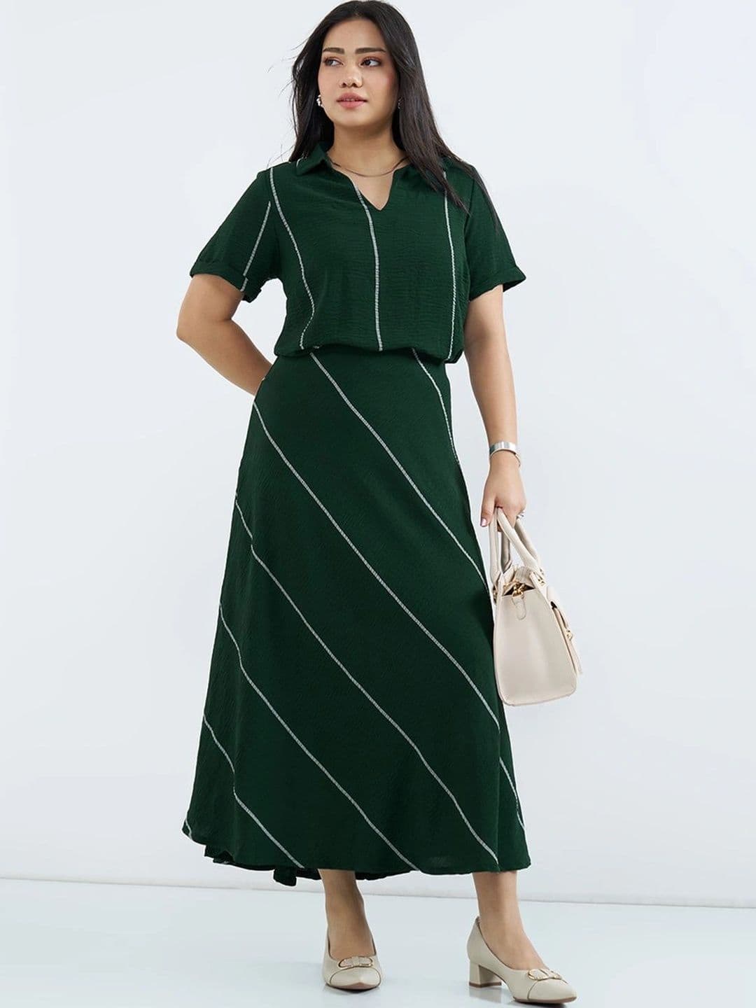 Honey Curvytude by Pantaloons Women Striped Midi A-Line Skirt thumbnail 5