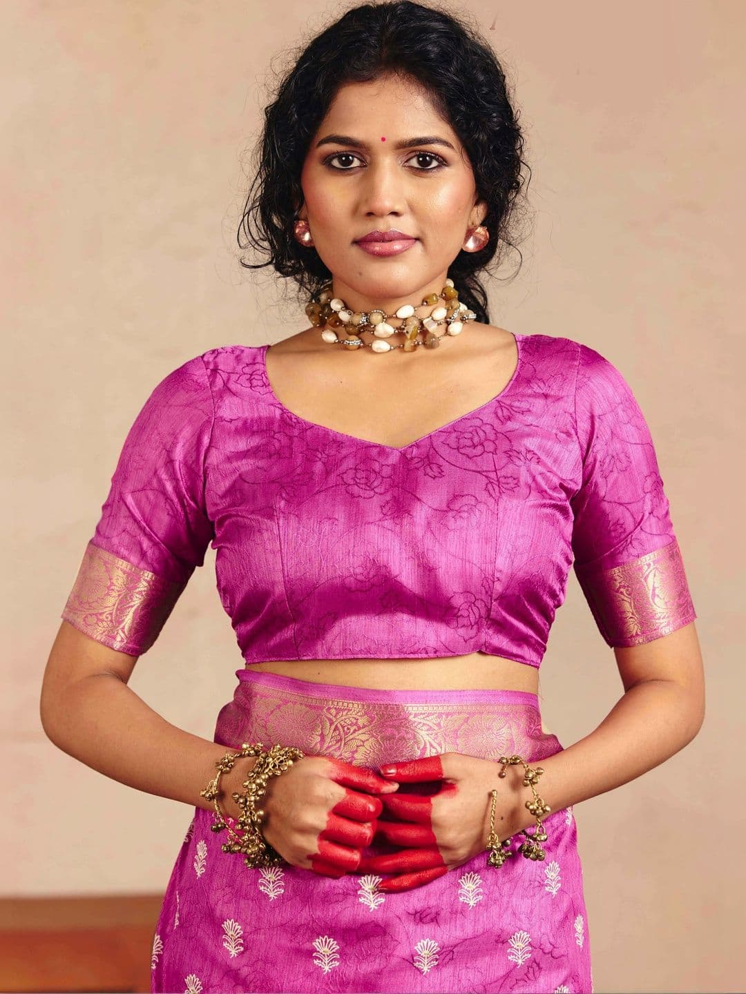 TIRA Woven Design Zari Silk Blend Fusion Saree thumbnail 3