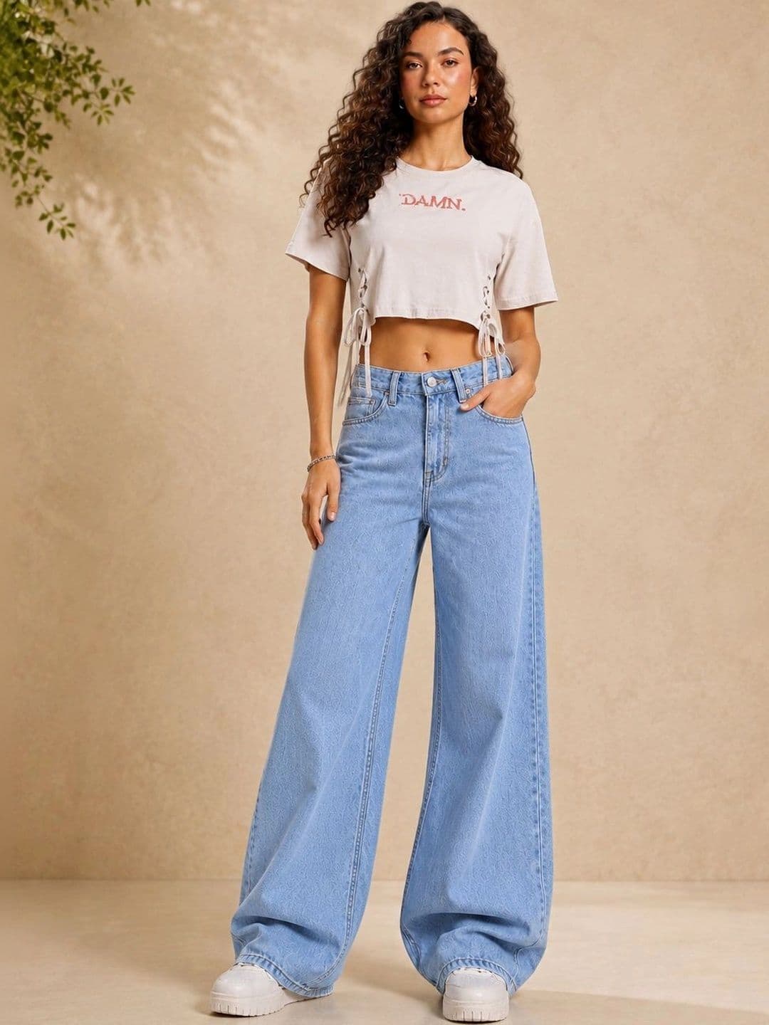 DressBerry Women Comfort Wide Leg High-Rise Light Fade Stretchable Jeans thumbnail 5