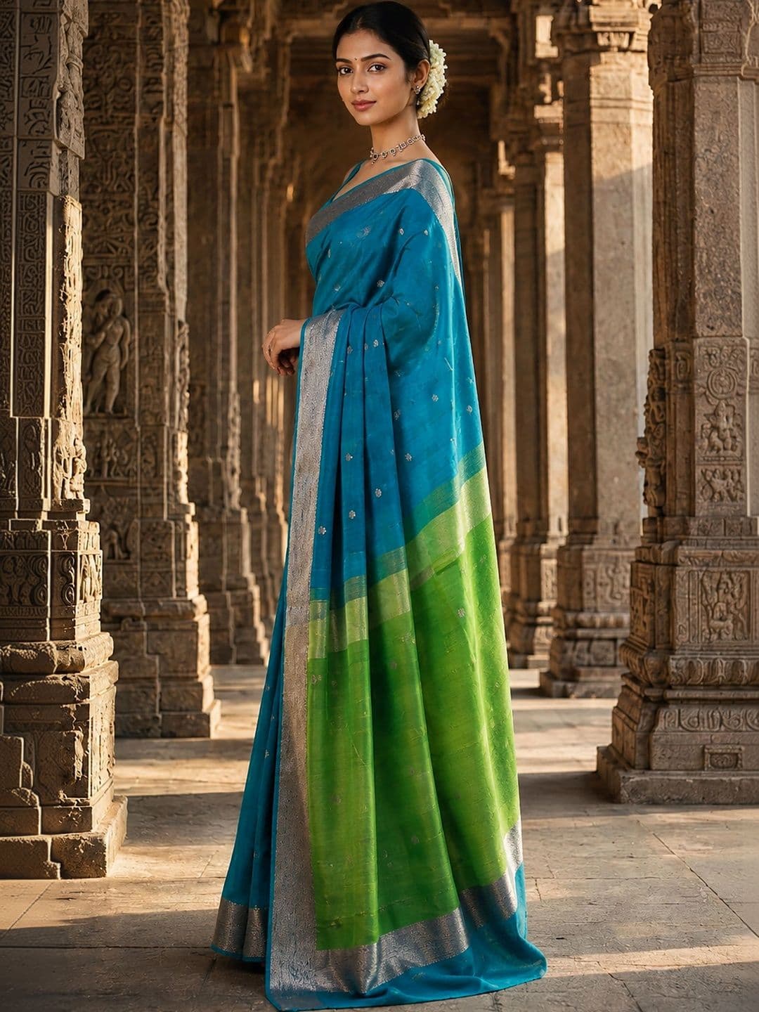 KALINI Woven Design Zari Designer Kanjeevaram Saree thumbnail 4