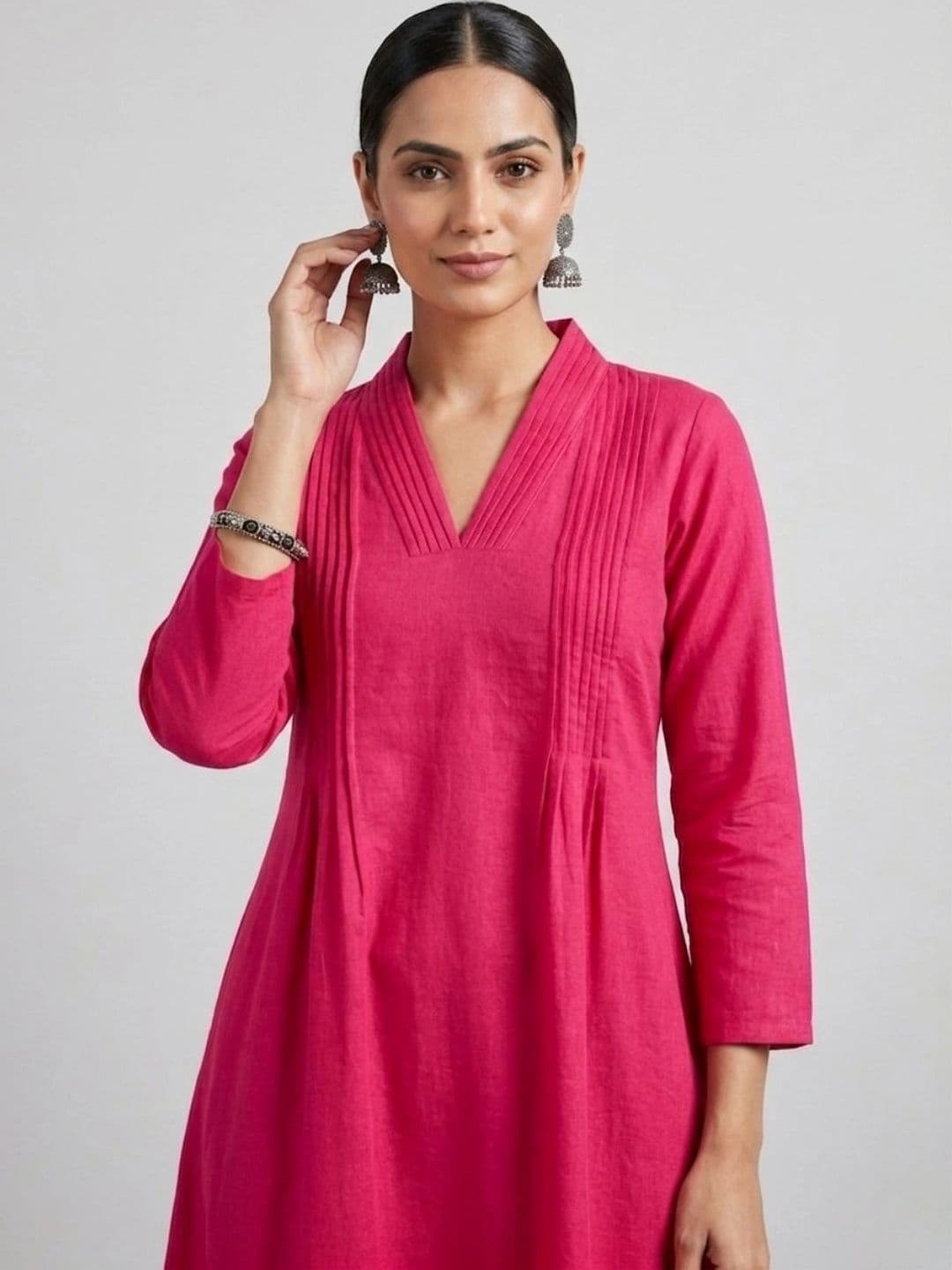 NAVYAAZRI Women Regular Pure Silk Kurta with Palazzos thumbnail 3