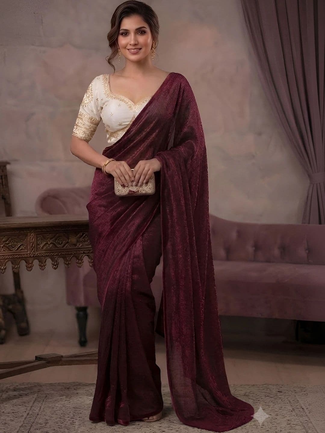 VRAGI Embroidered Saree thumbnail 5