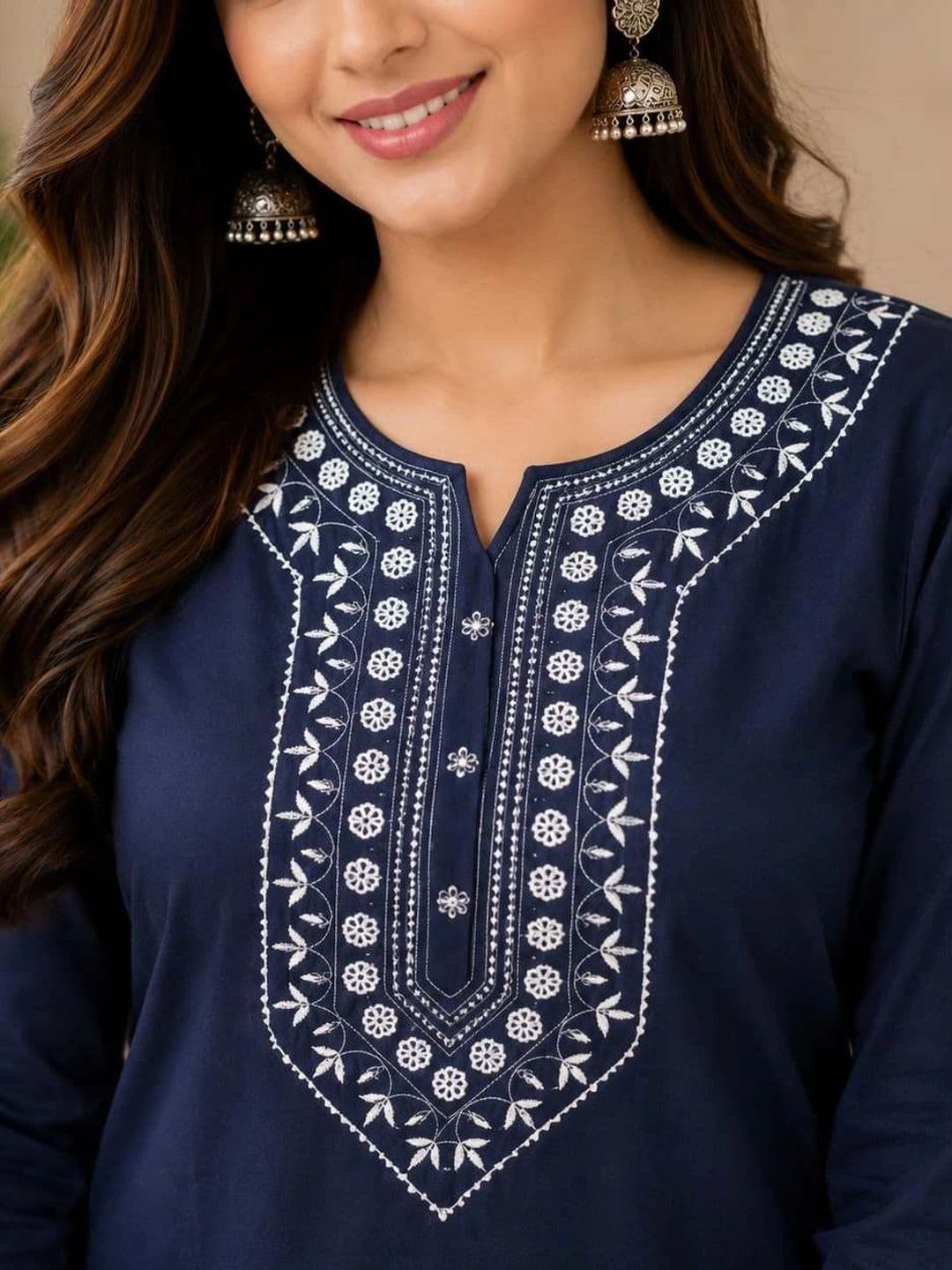 RICF ROYALS INDIA FASHION COLLECTION Women Ethnic Motifs Embroidered Regular Thread Work Kurta with Trousers thumbnail 2