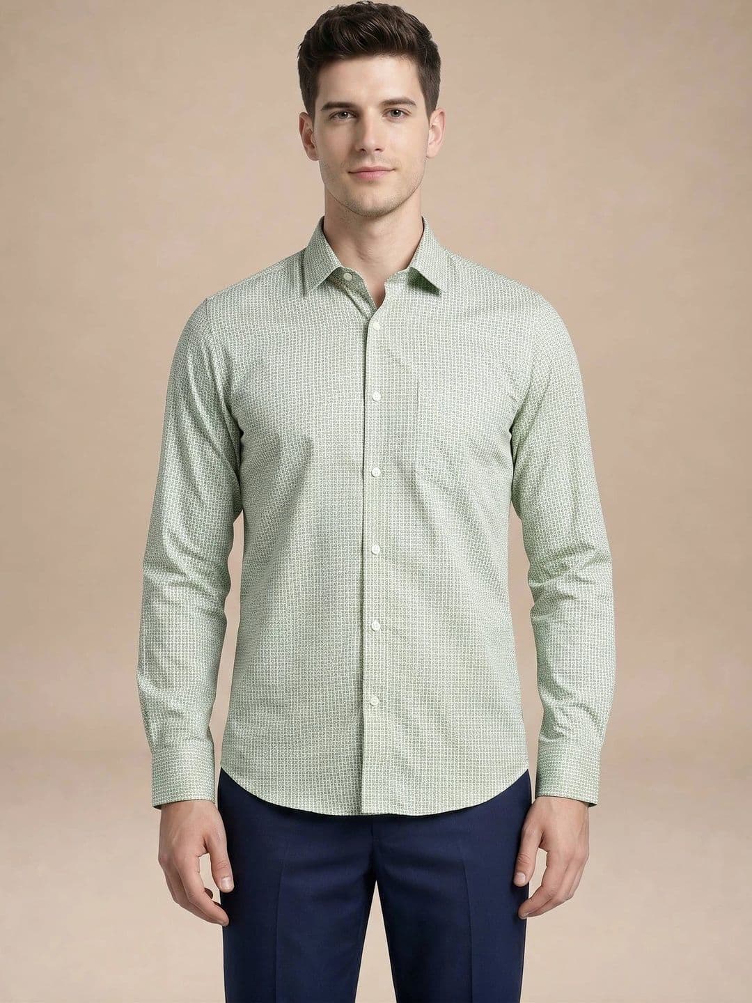 Turtle Men Standard Slim Fit Micro Checks Checked Formal Shirt thumbnail 3
