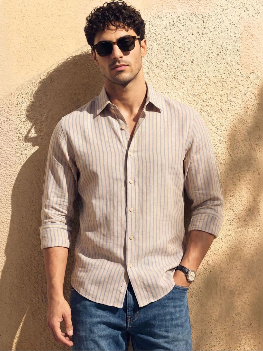 Urban Scissors Men Slim Fit Striped Casual Shirt thumbnail 2