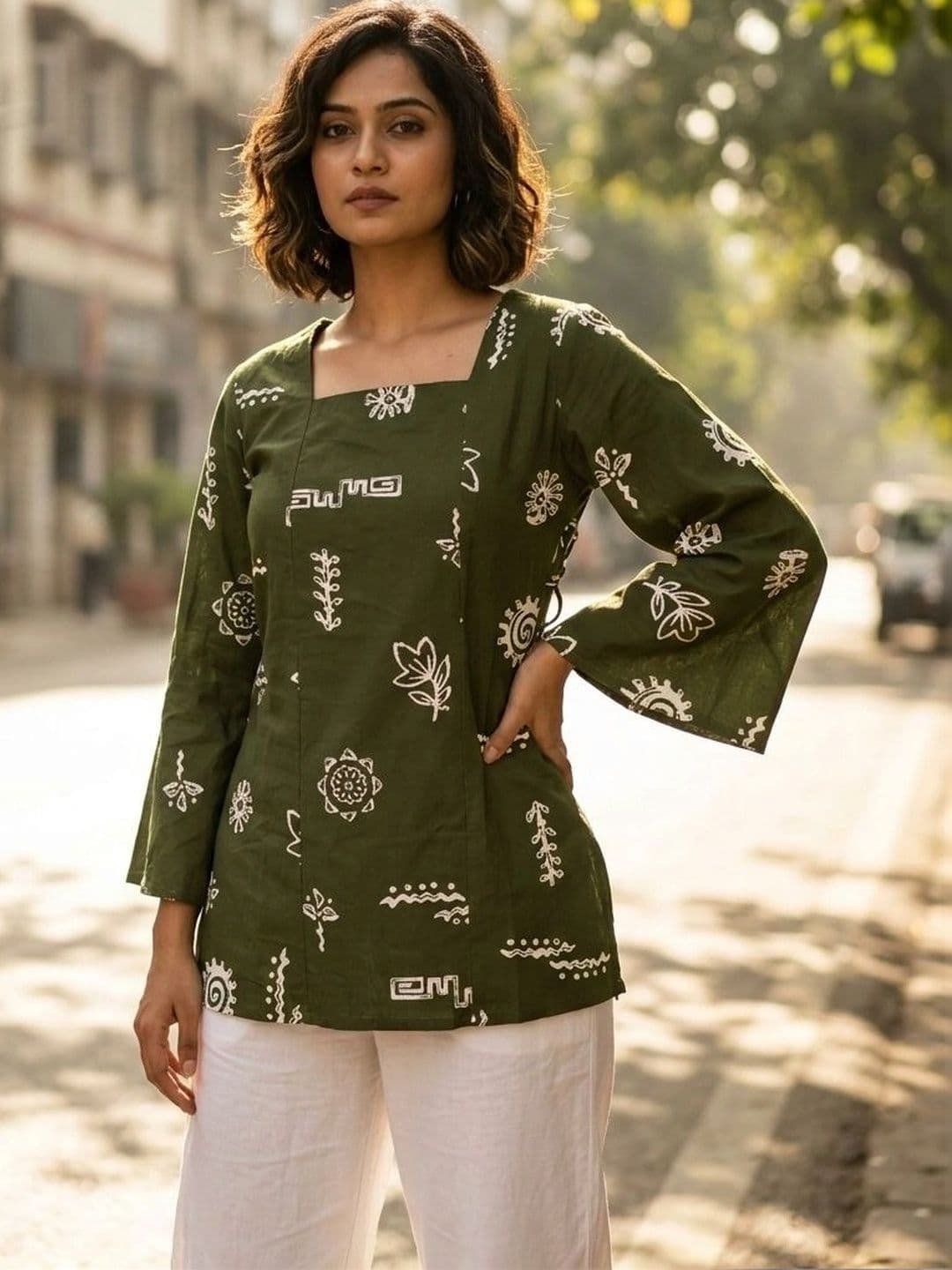 flipFabric Women Ethnic Motifs Printed Flared Sleeves Kurta thumbnail 4