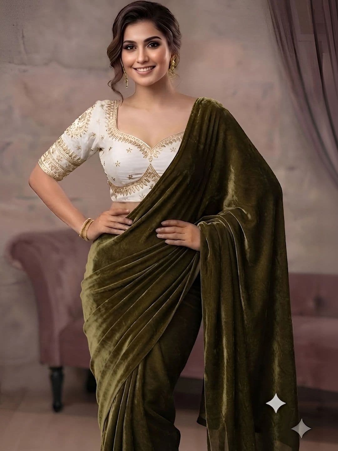 VRAGI Embroidered Saree - view 1
