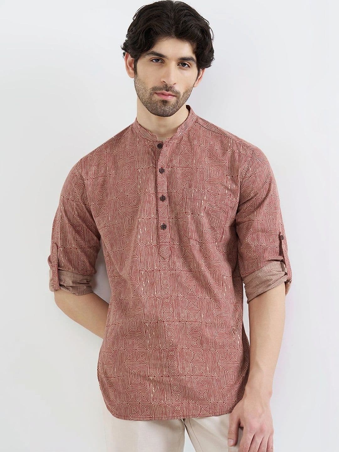 indus route by Pantaloons Men Geometric Printed Kurta - view 1