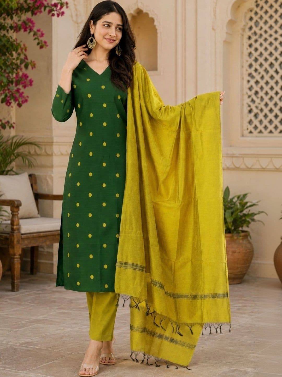 Rahigomar Women Ethnic Motifs Printed Regular Kurta with Trousers & With Dupatta - view 1