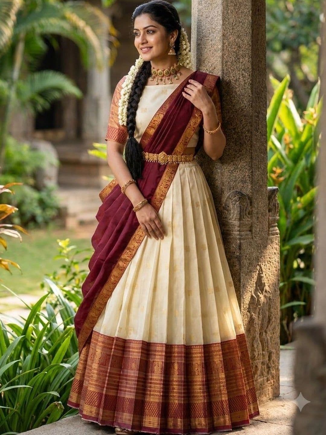 Fabcartz Semi-Stitched Lehenga & Unstitched Blouse With Dupatta thumbnail 3