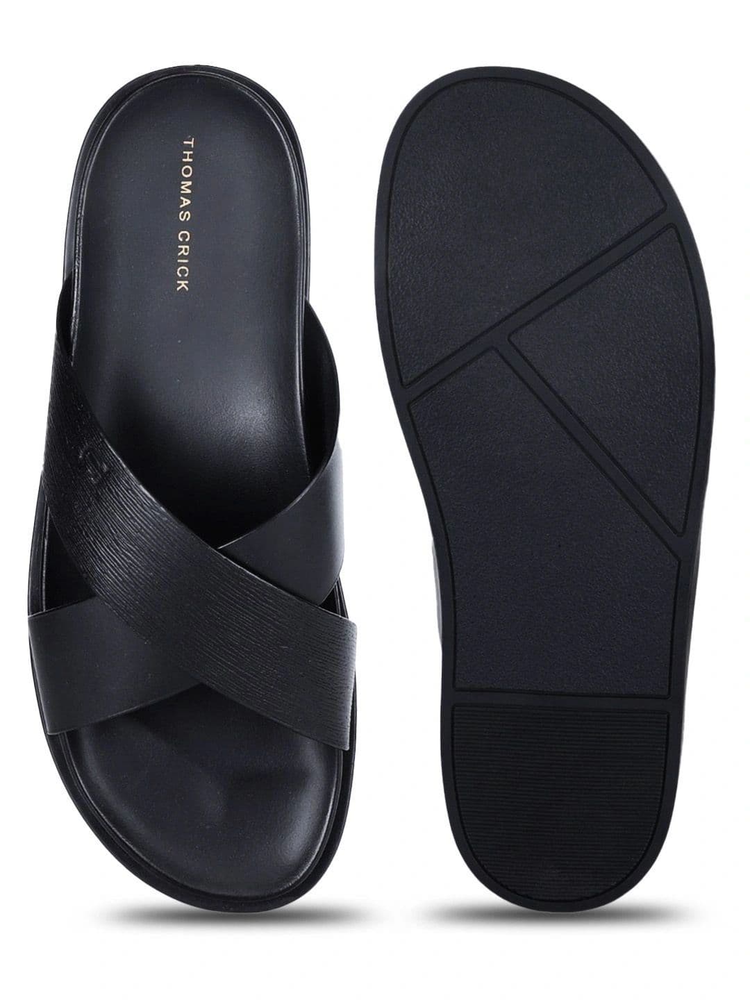 THOMAS CRICK Men Black Leather Sandals thumbnail 5