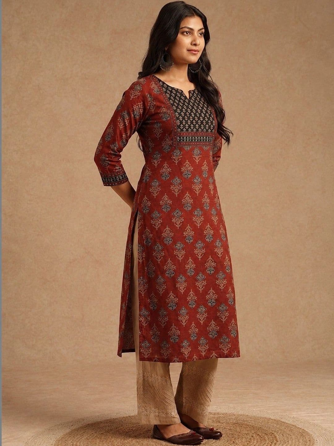 Sangria Women Ethnic Motifs Printed Sequinned Indie Prints Kurta thumbnail 2
