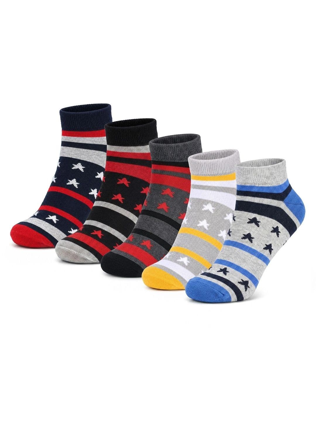 LOUIS STITCH Men Pack of 5 Cotton Assorted Patterned Ankle Length Socks thumbnail 4