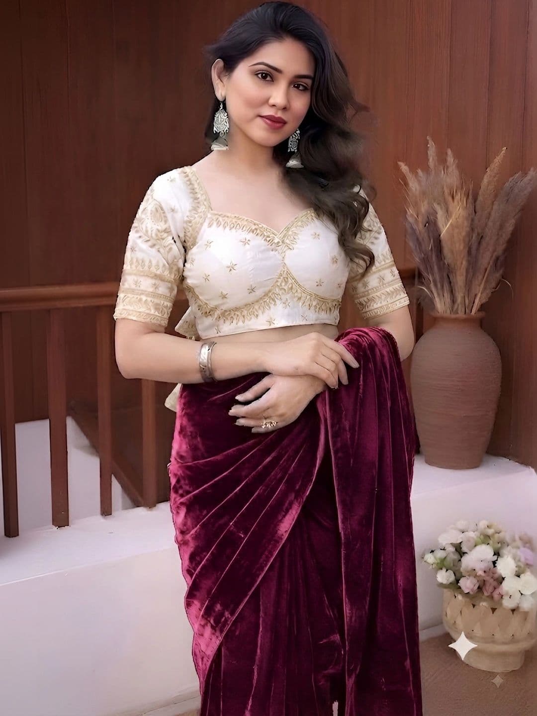VRAGI Embroidered Saree thumbnail 3