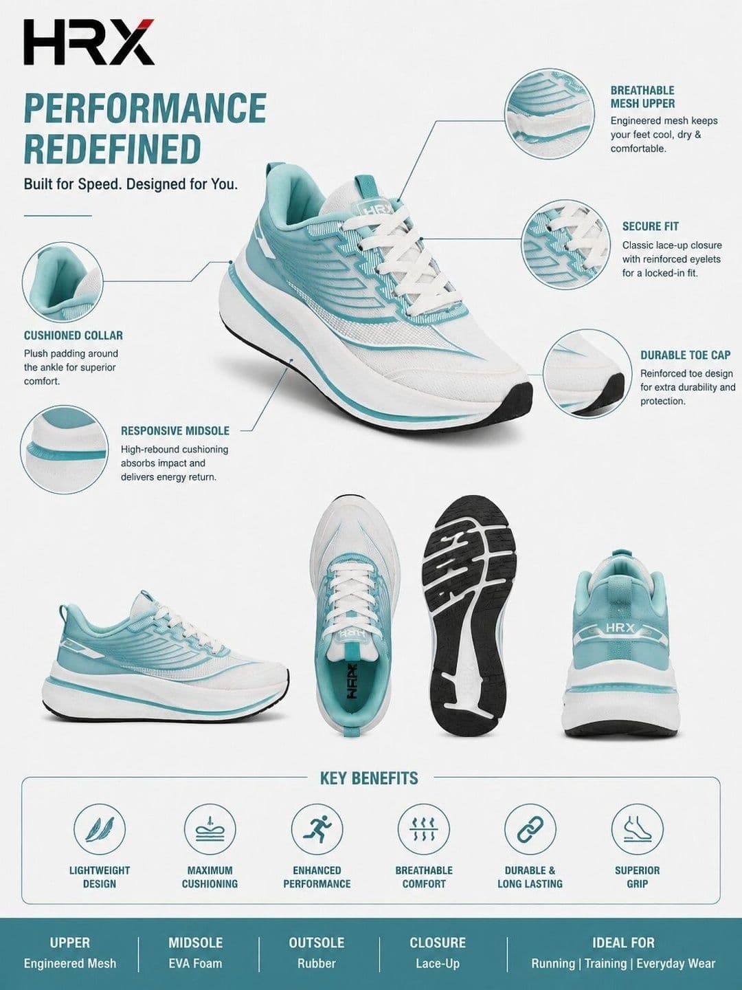 HRX by Hrithik Roshan Men Mesh Running Shoes thumbnail 6