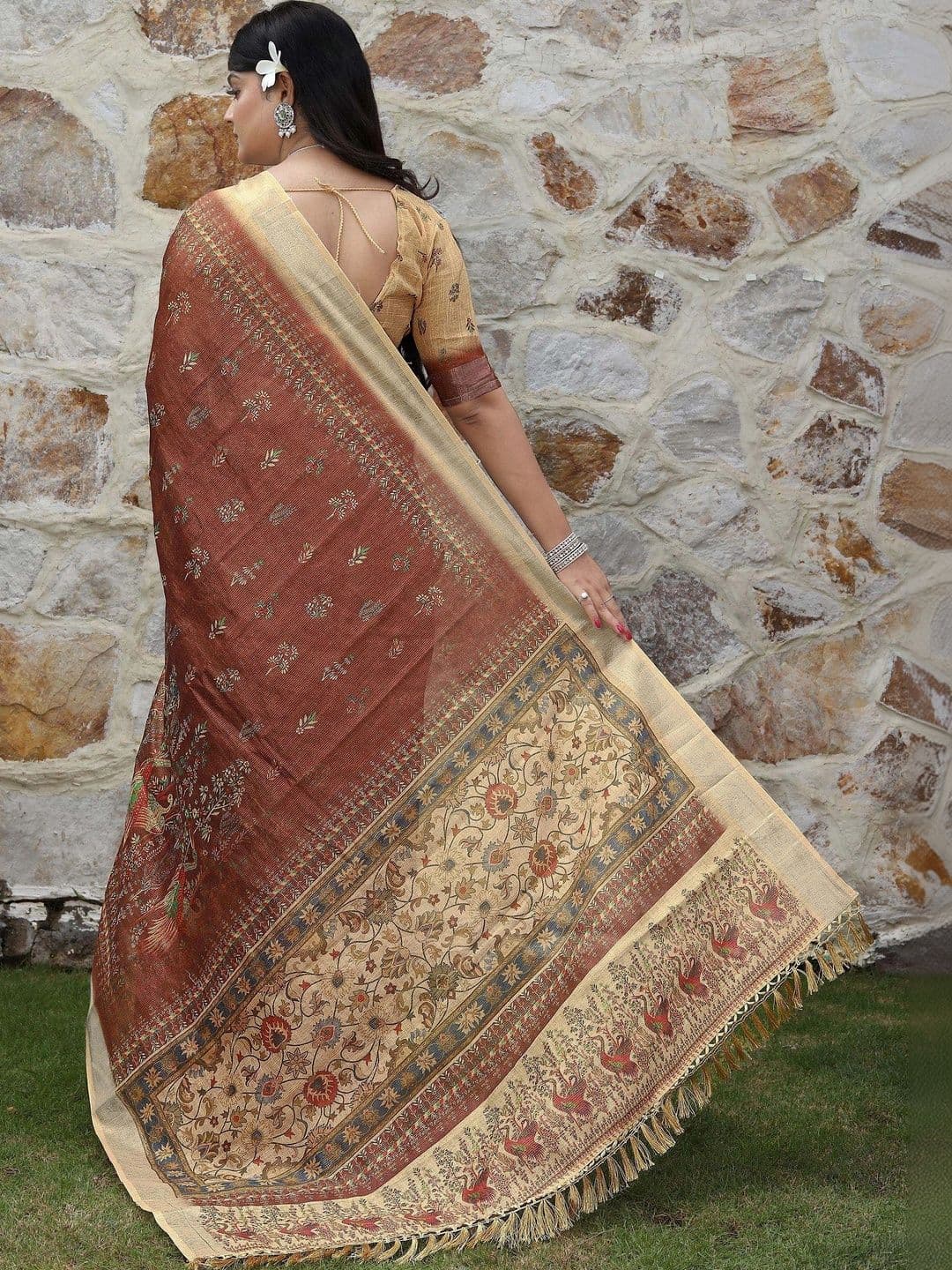 HERE&NOW Floral Silk Cotton Handloom Saree thumbnail 4