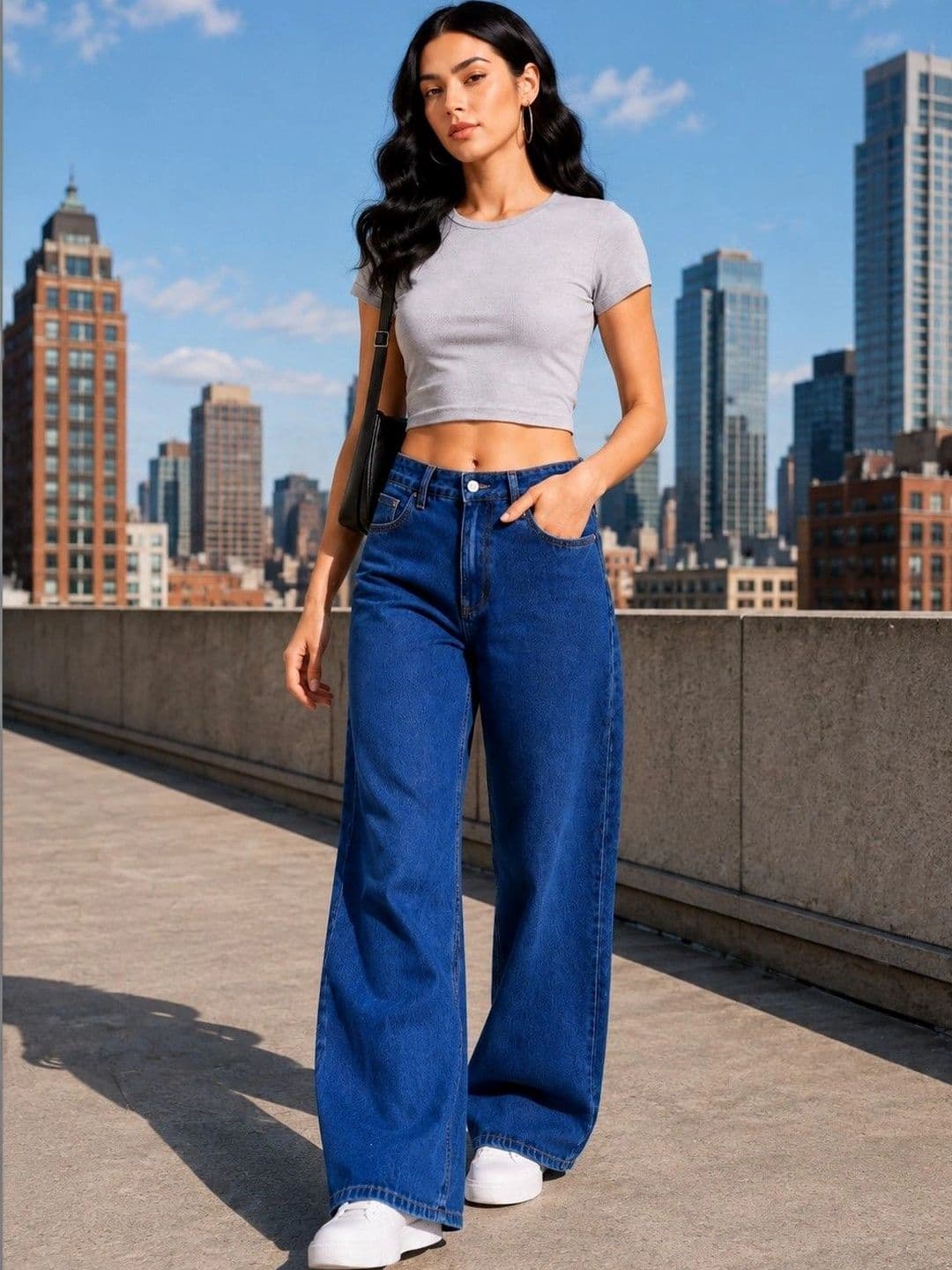 DressBerry Women Comfort Wide Leg High-Rise Light Fade Stretchable Jeans thumbnail 2