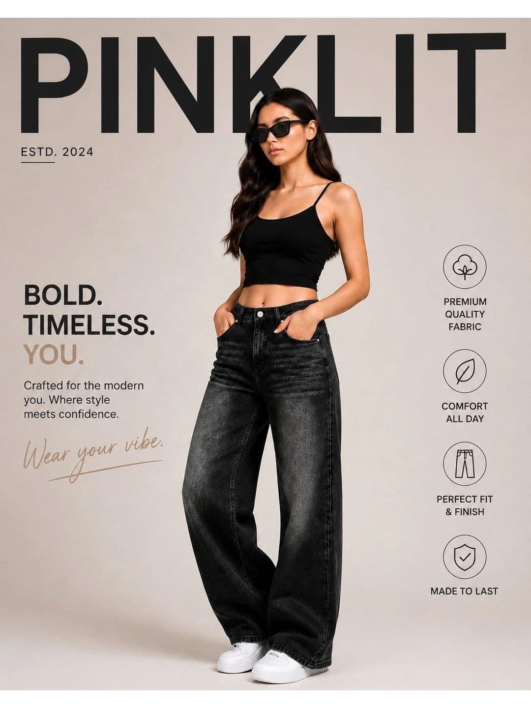 PINKLIT Women Wide Leg High-Rise Light Fade Jeans thumbnail 5