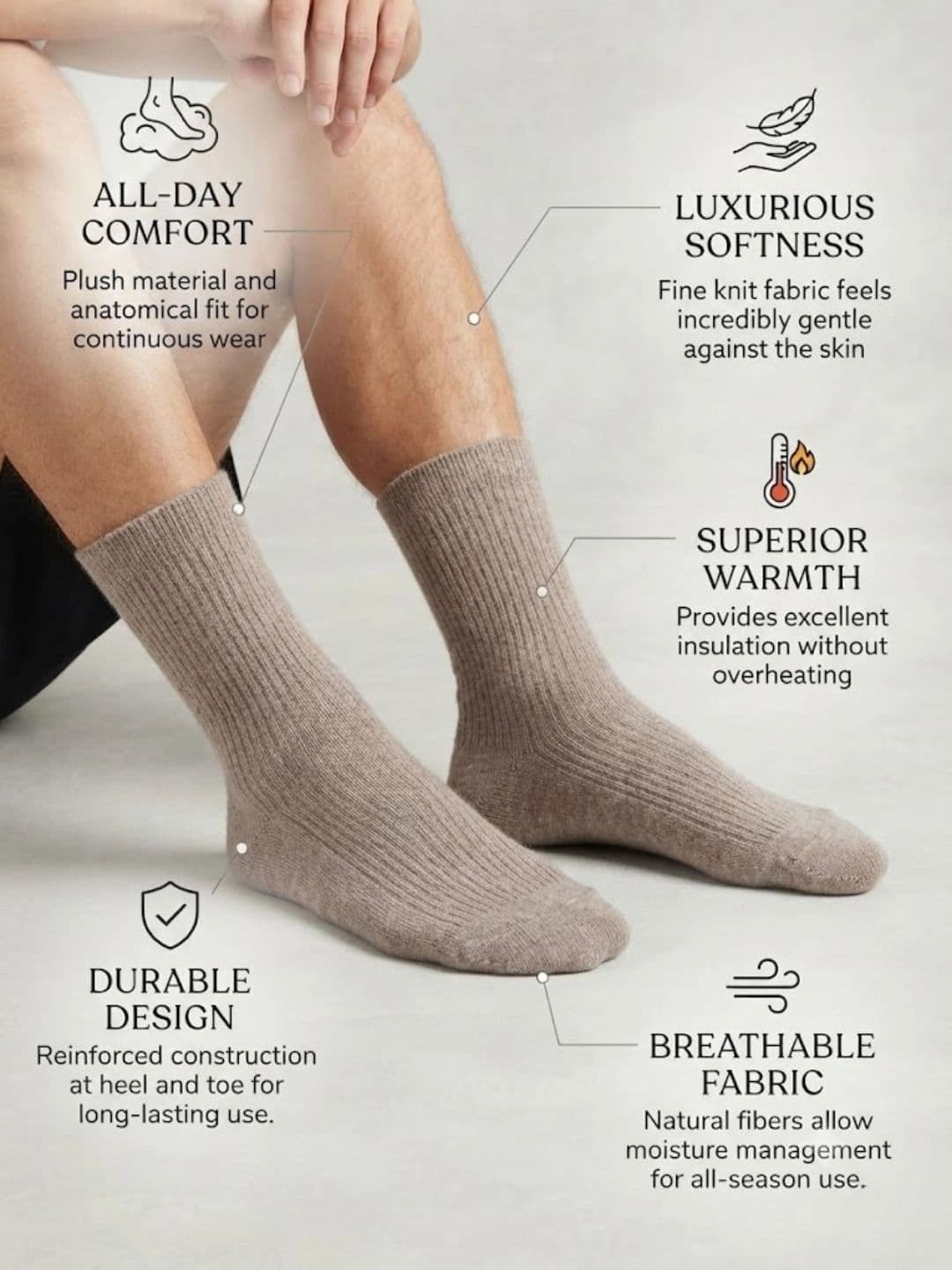 Cdeck Men Woolen Patterned Calf Length Socks thumbnail 2