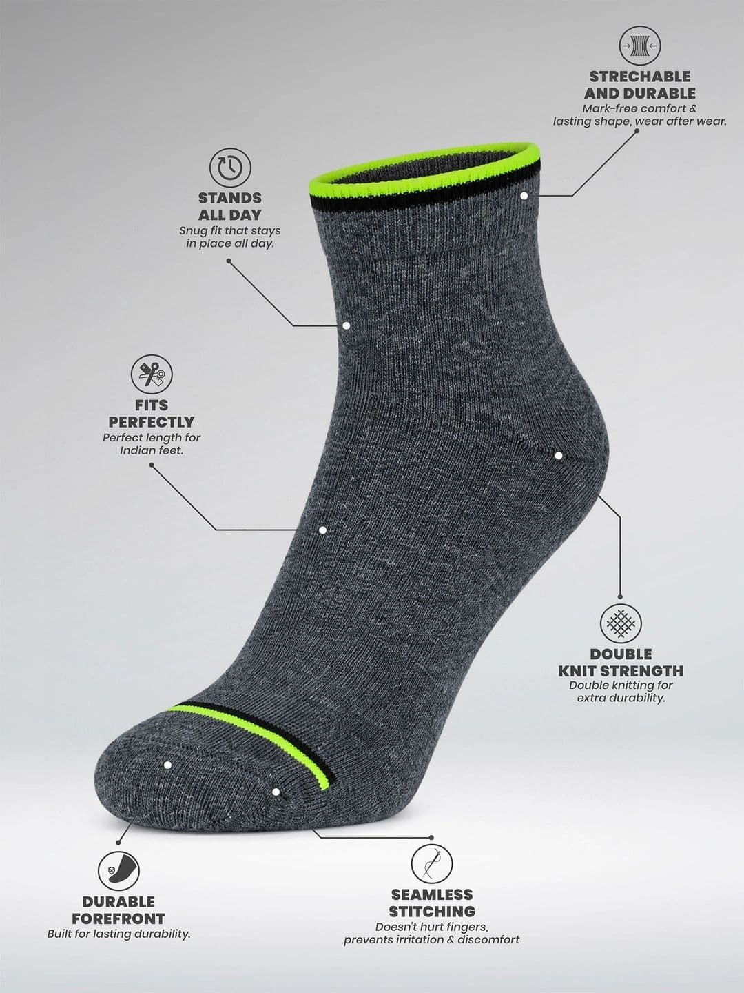 LOUIS STITCH Men Pack of 2 Cotton Assorted Colourblocked Ankle Length Socks thumbnail 3